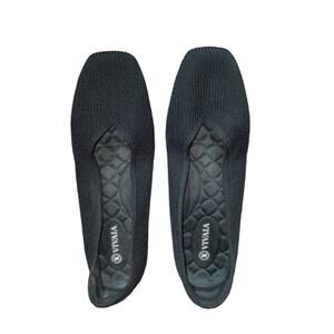 Vivaia Margot Square Toe Ribbed V-Cut Woven Flats in Black Size 41 / 9.5